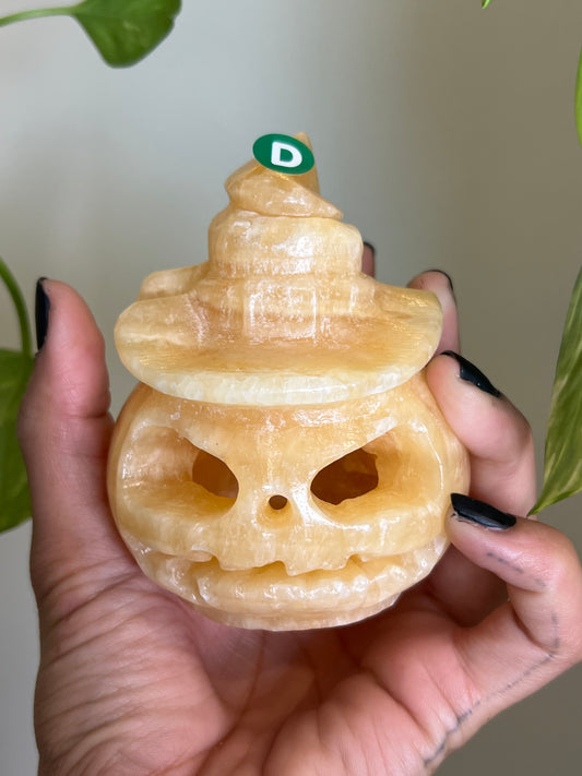 Orange Calcite Large Jack-O-Lantern - D