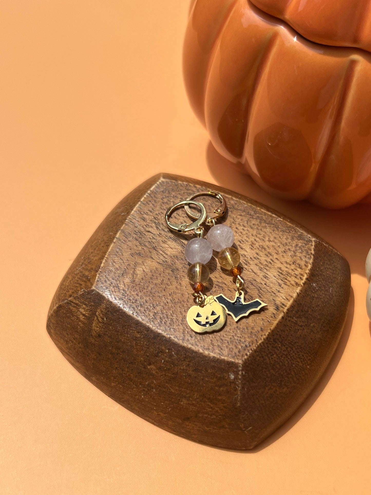 Summerween Gold Dangle Earrings 🦇🎃