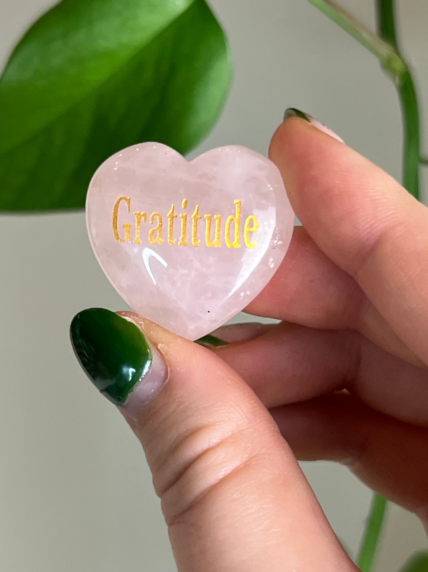 Rose Quartz Affirmation Heart - Gratitude