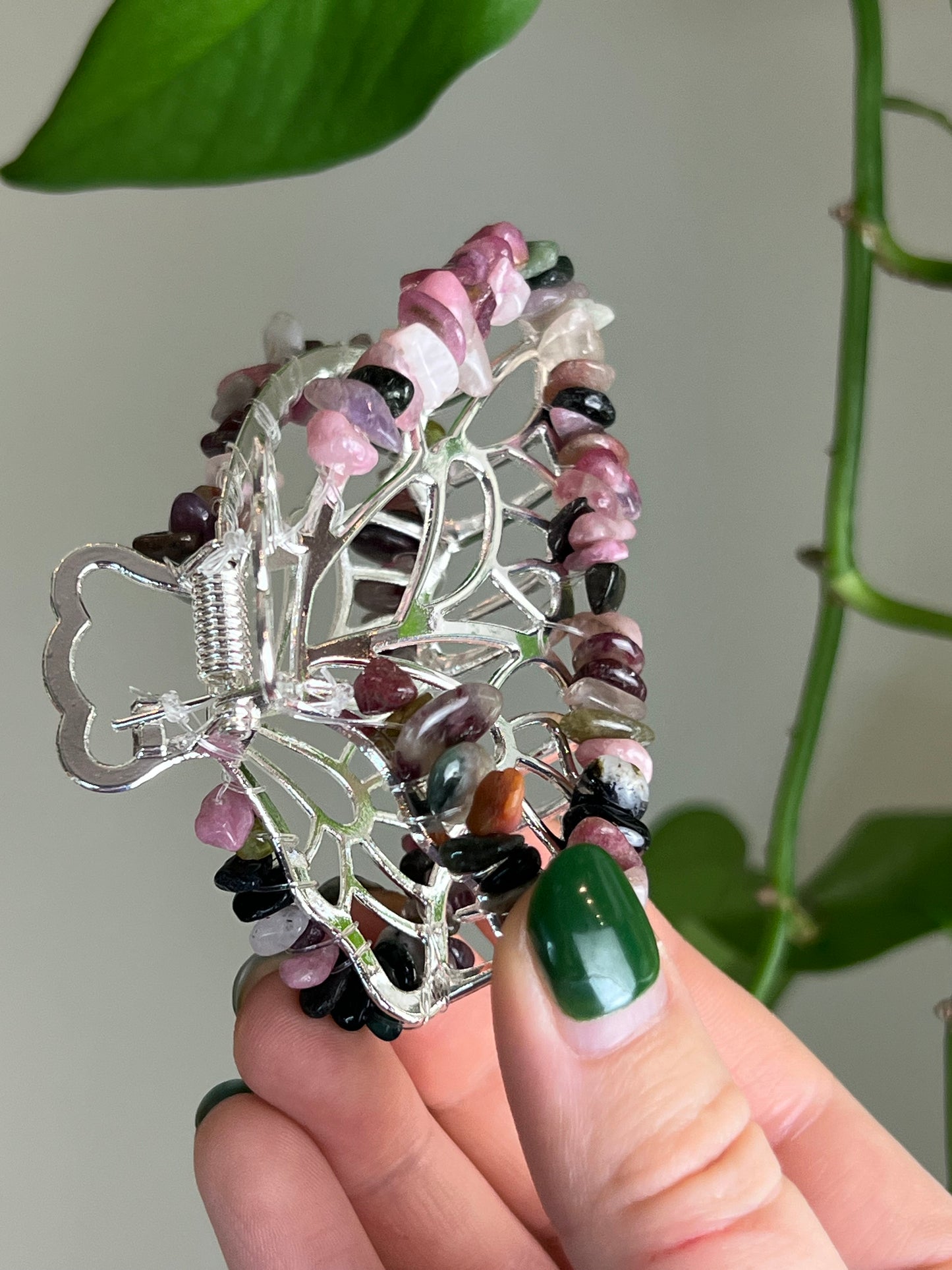 Multi Tourmaline Fairy Claw Clip - Silver