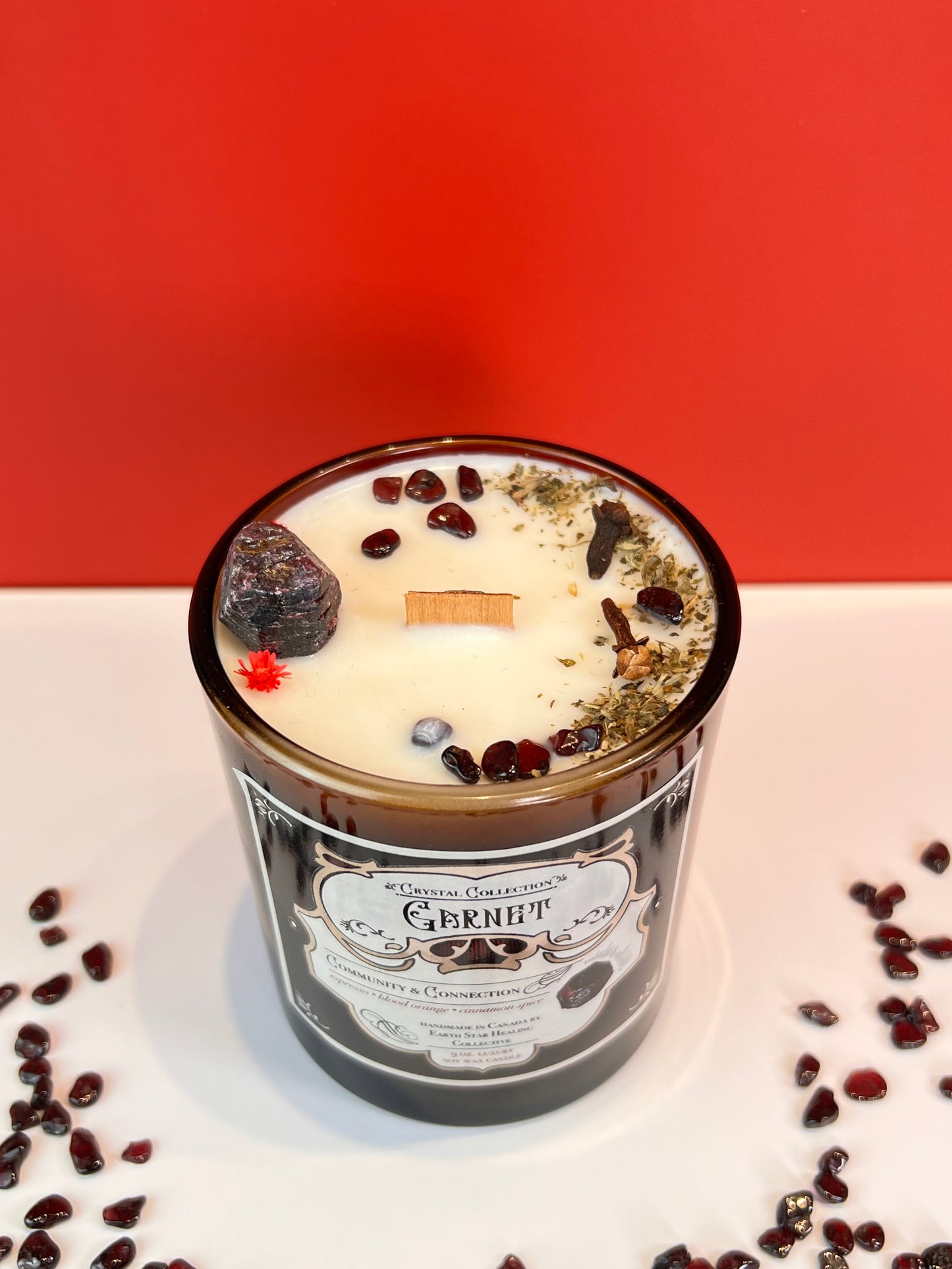 Garnet - Connection + Community | Luxury Crystal Candle