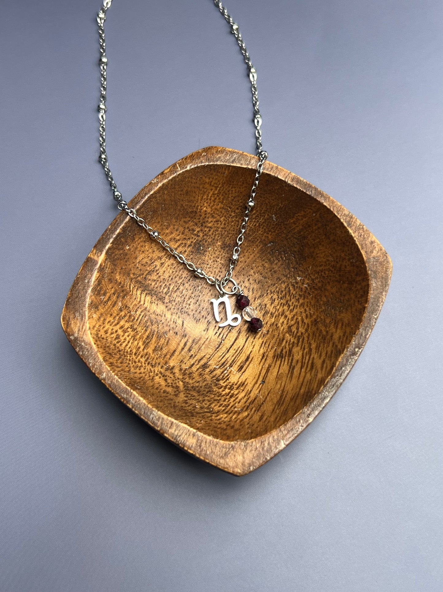 Capricorn - Zodiac Sign Gemstone Silver Necklace
