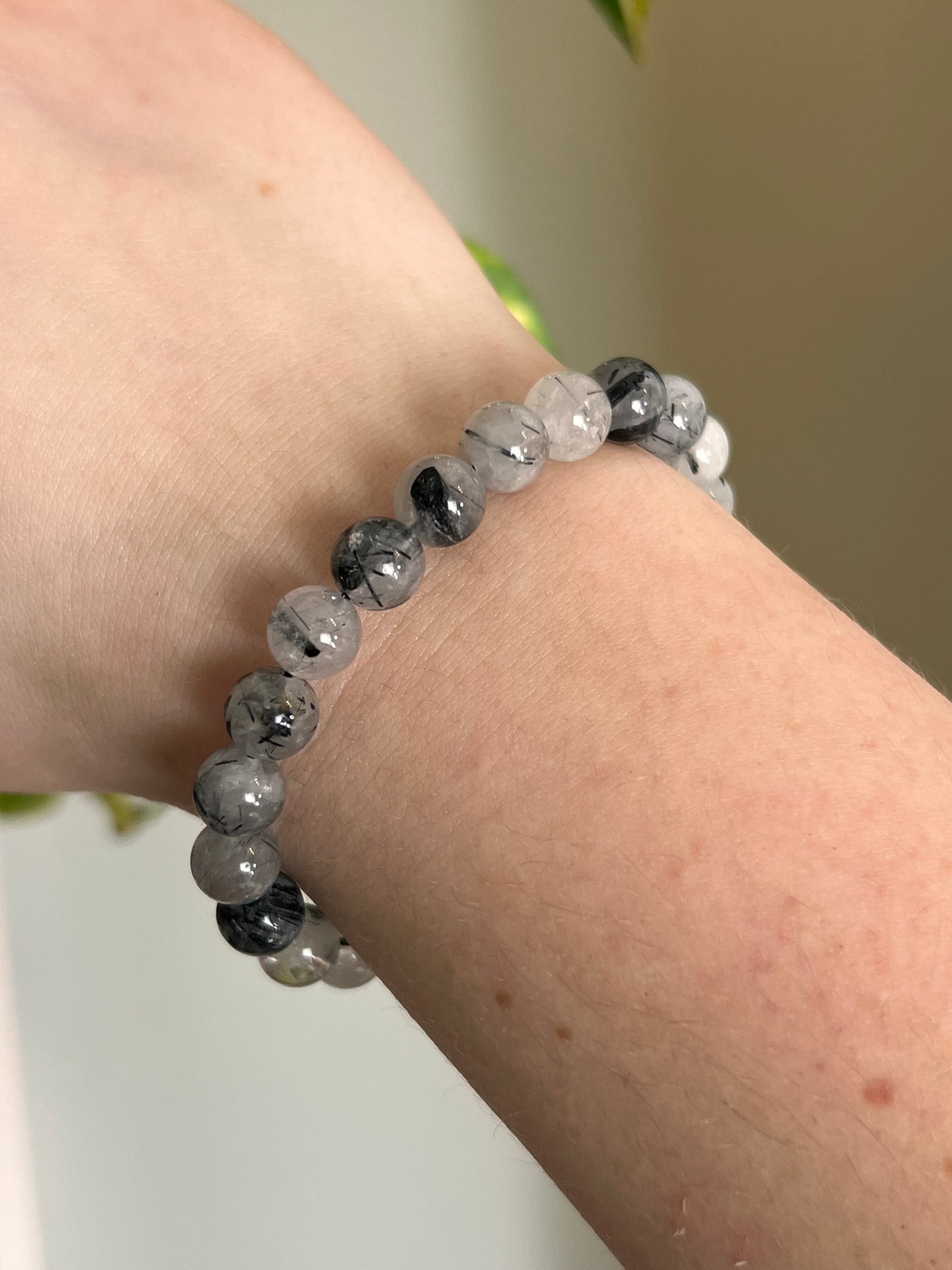 Black Tourmaline in Quartz 8mm Bracelet
