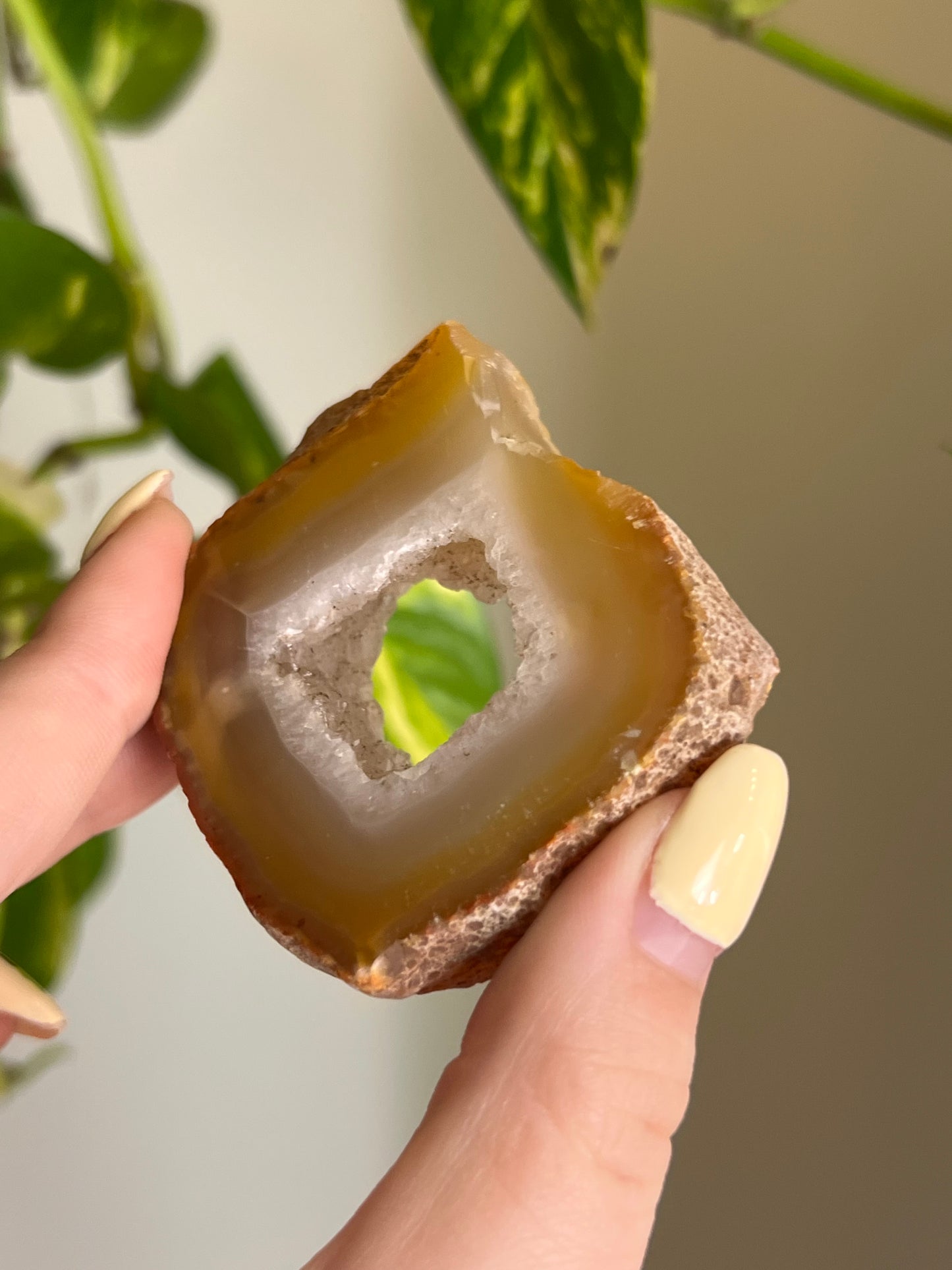 Peachy Druzy Agate Slice - S