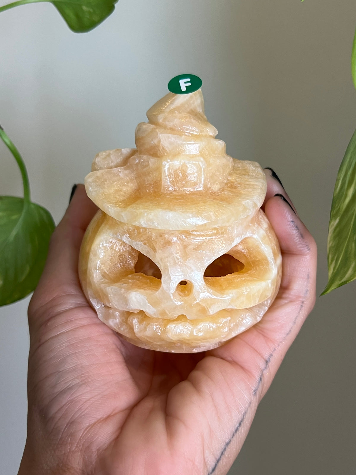 Orange Calcite Large Jack-O-Lantern - F