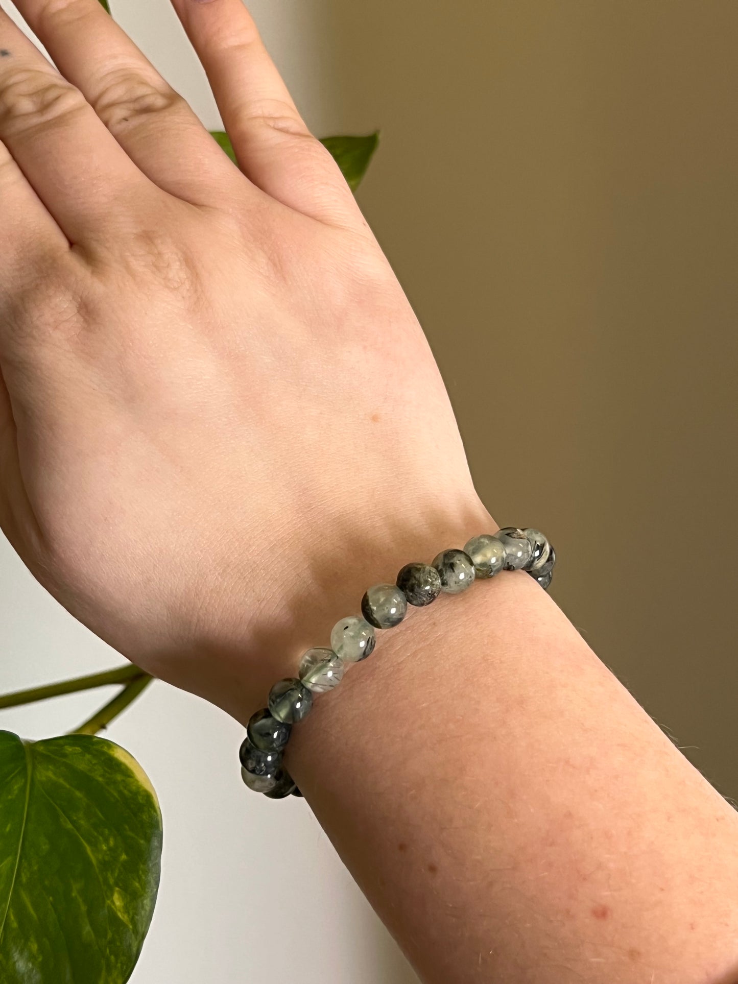 8mm Prehnite with Epidote Bracelet