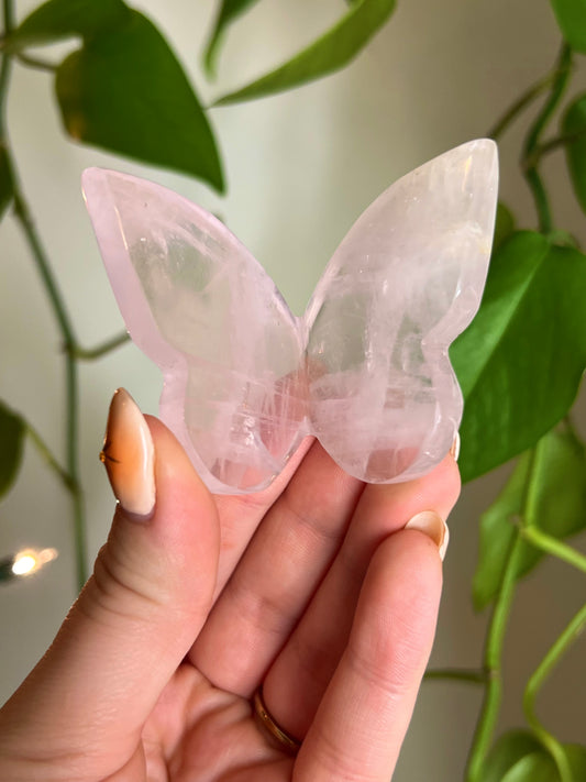 Rose Quartz 3D Butterfly
