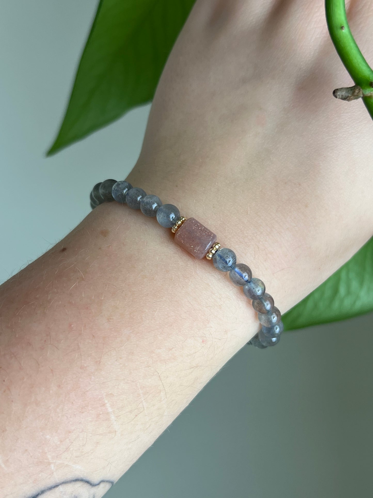 Labradorite, Peach Moonstone/Sunstone Bracelet