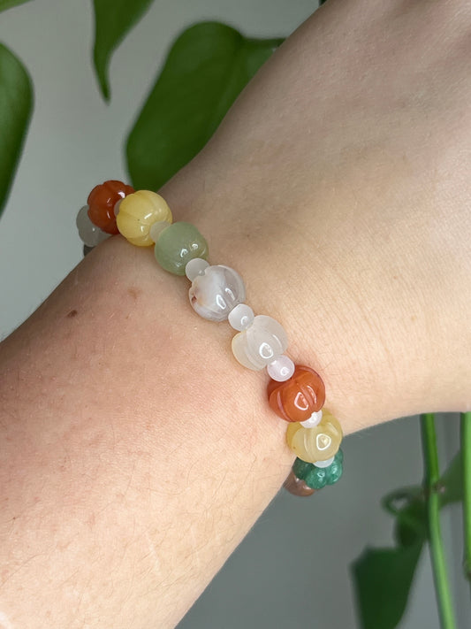 Aventurine and Jade Pumpkin Bracelet