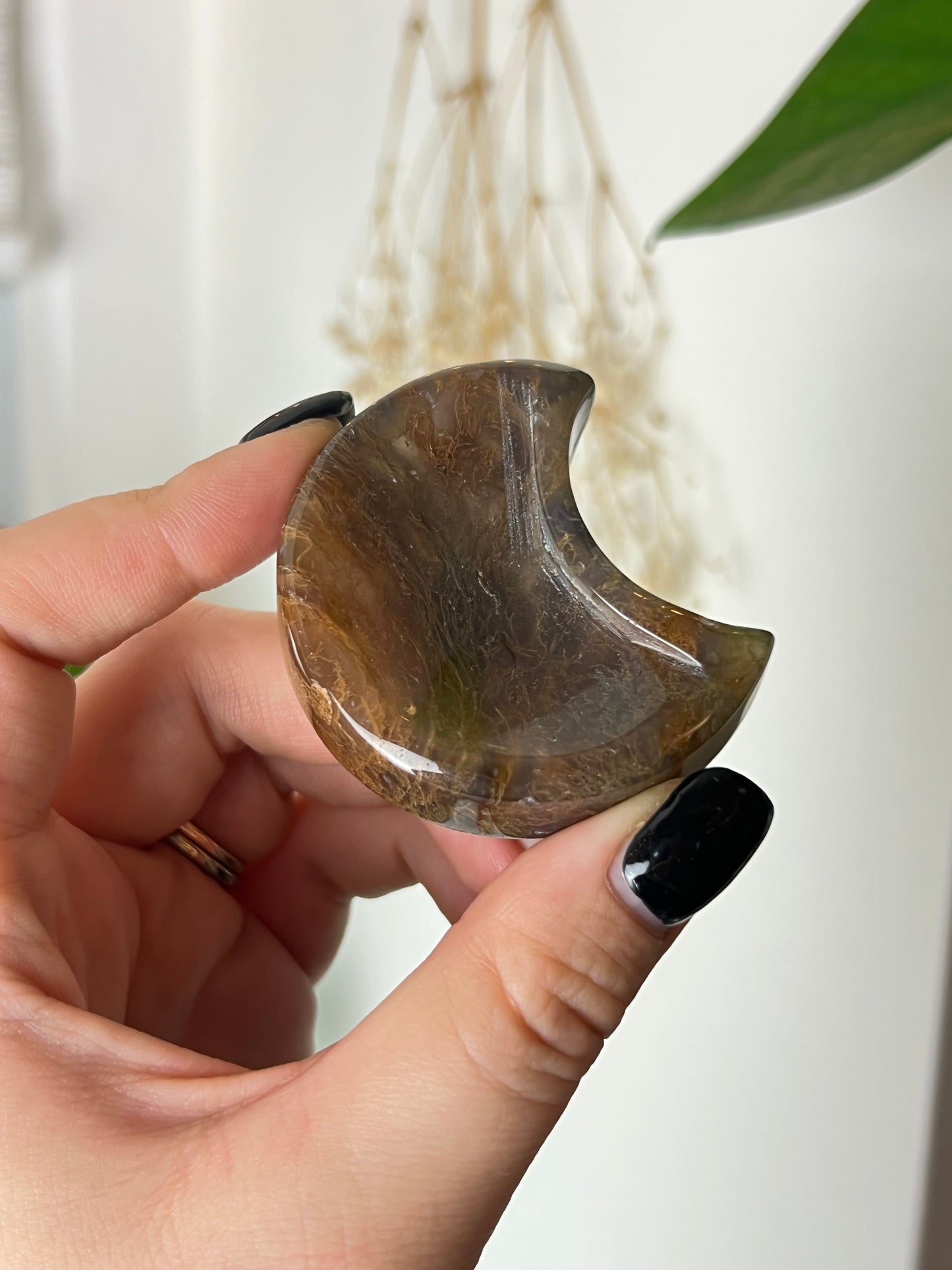 Moss Agate Moon Dish - M