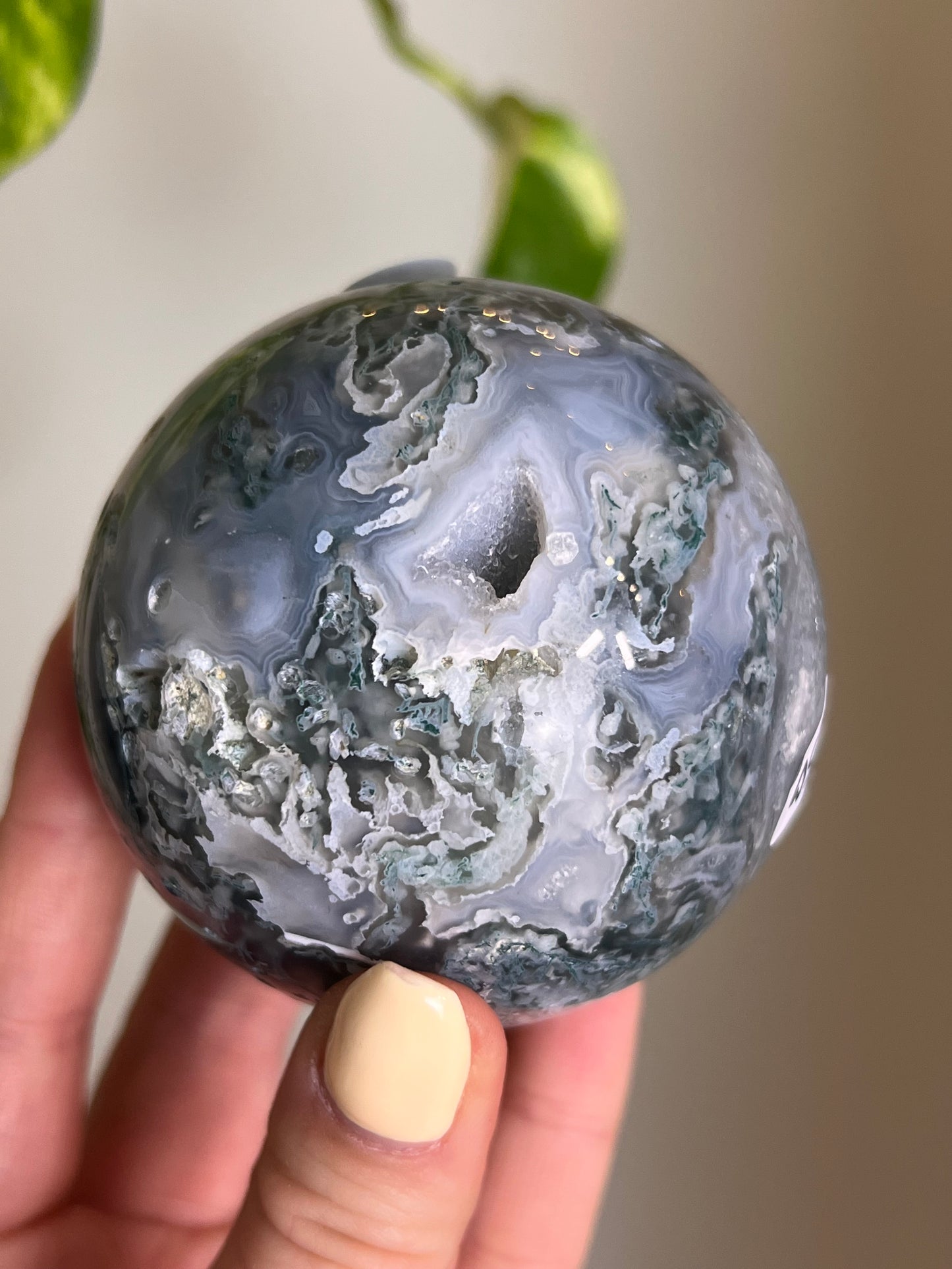 Moss Agate Druzy Sphere - D