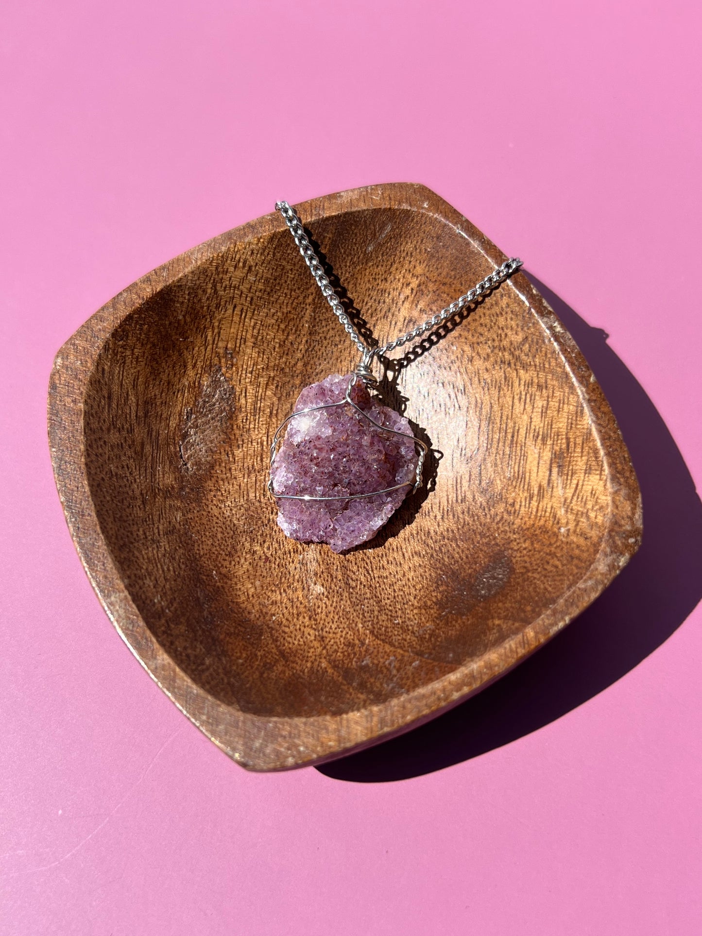 Thunder Bay Amethyst Cluster Silver Wrapped Necklace