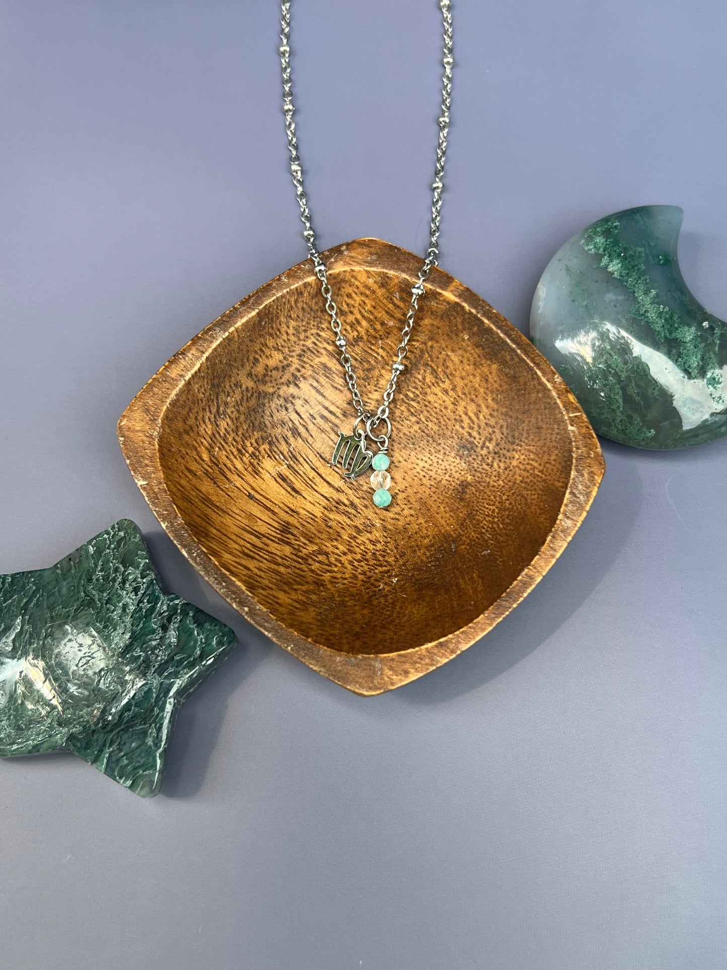 Virgo - Zodiac Sign Gemstone Silver Necklace