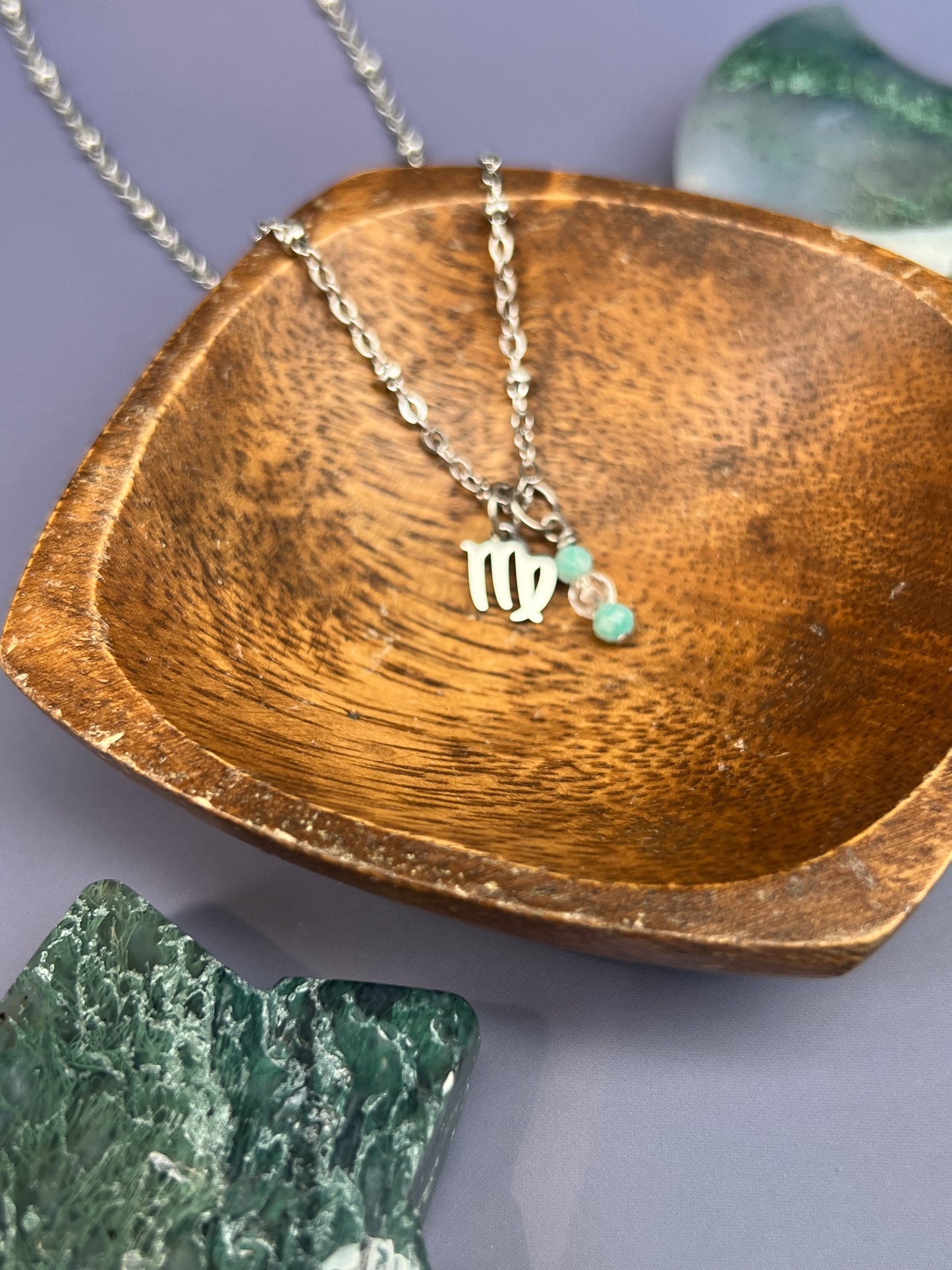 Virgo - Zodiac Sign Gemstone Silver Necklace