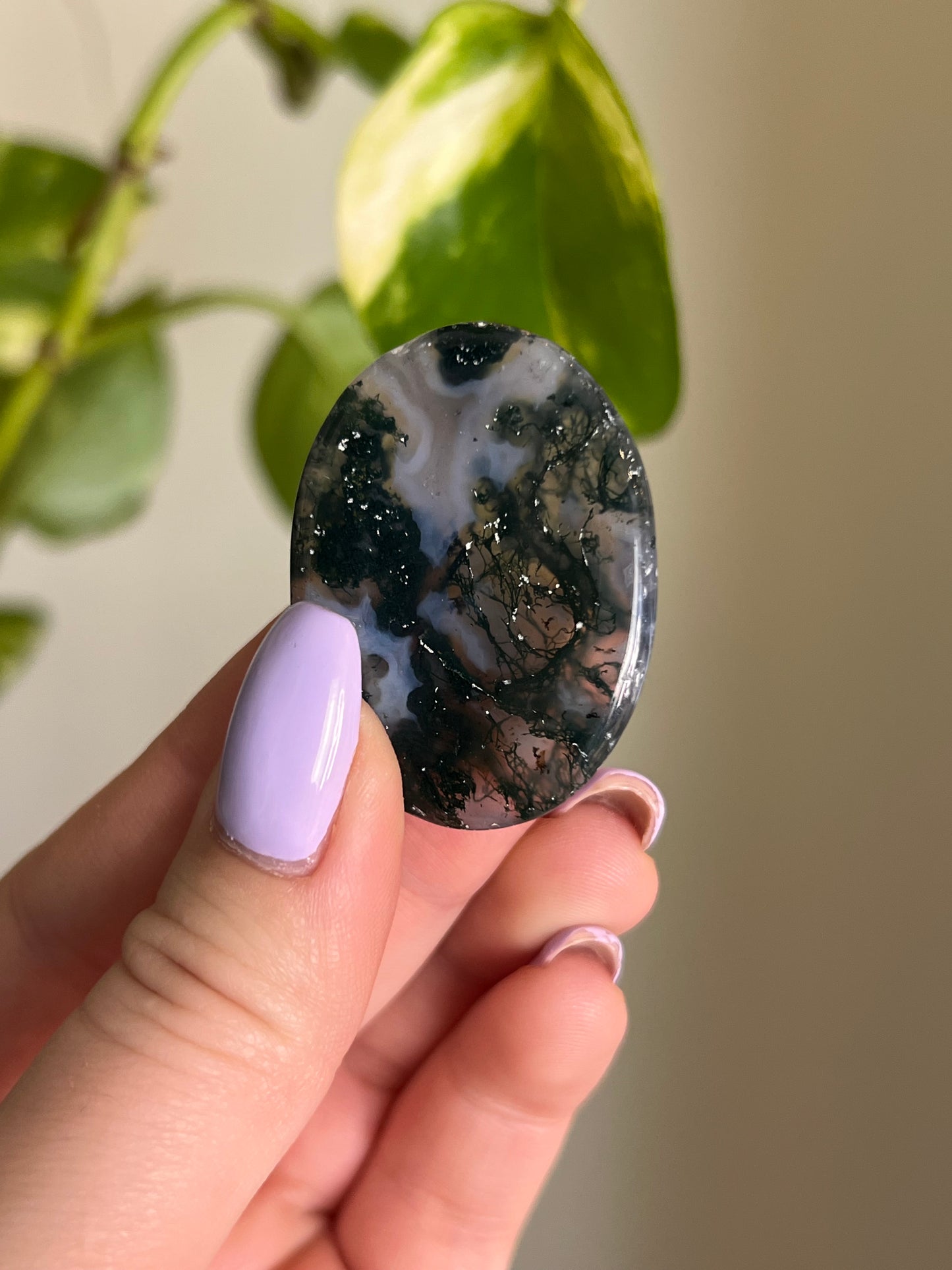 Moss Agate Worry Stone