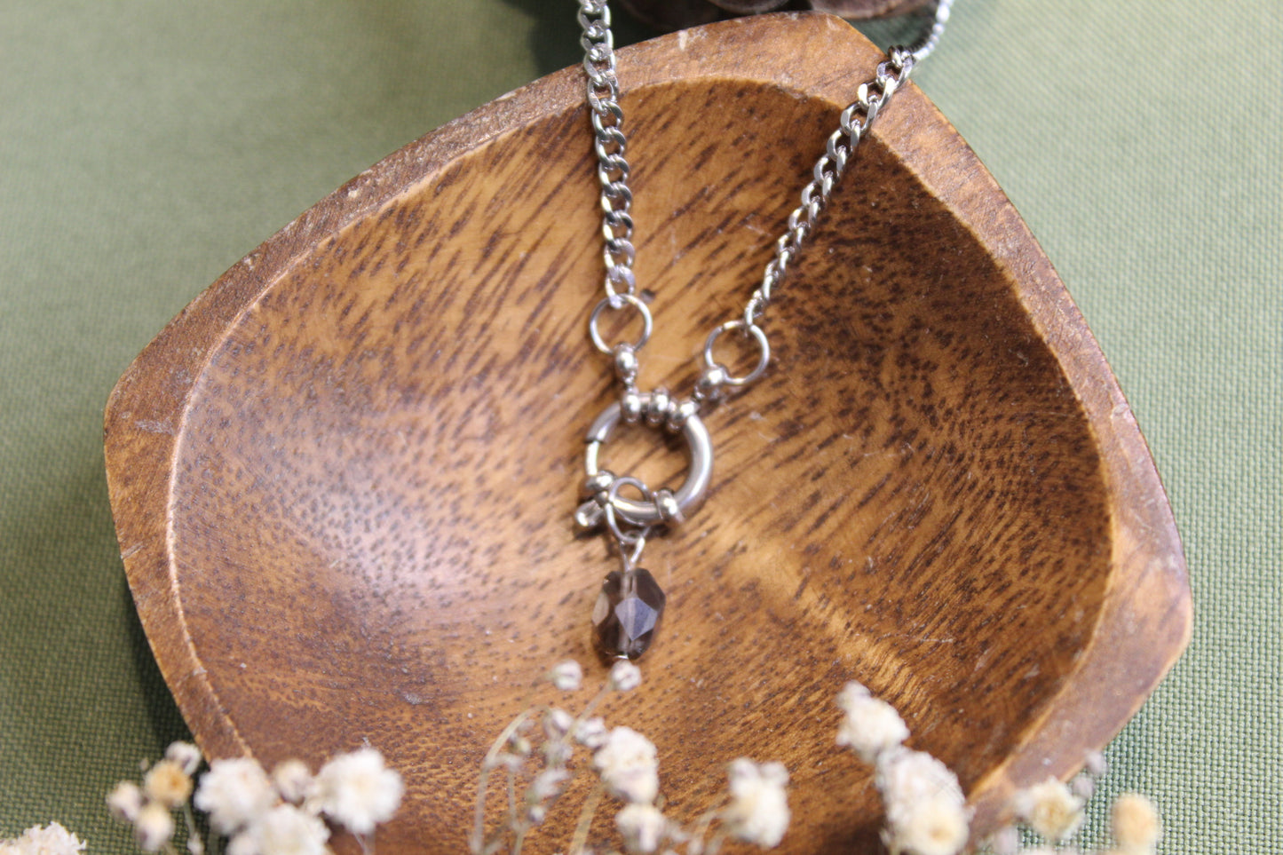 Smoky Quartz Faceted Dainty Necklace
