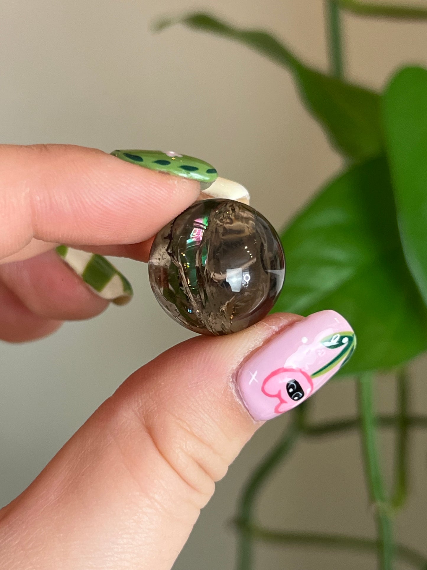 Smoky Quartz Rainbow Filled Small Sphere