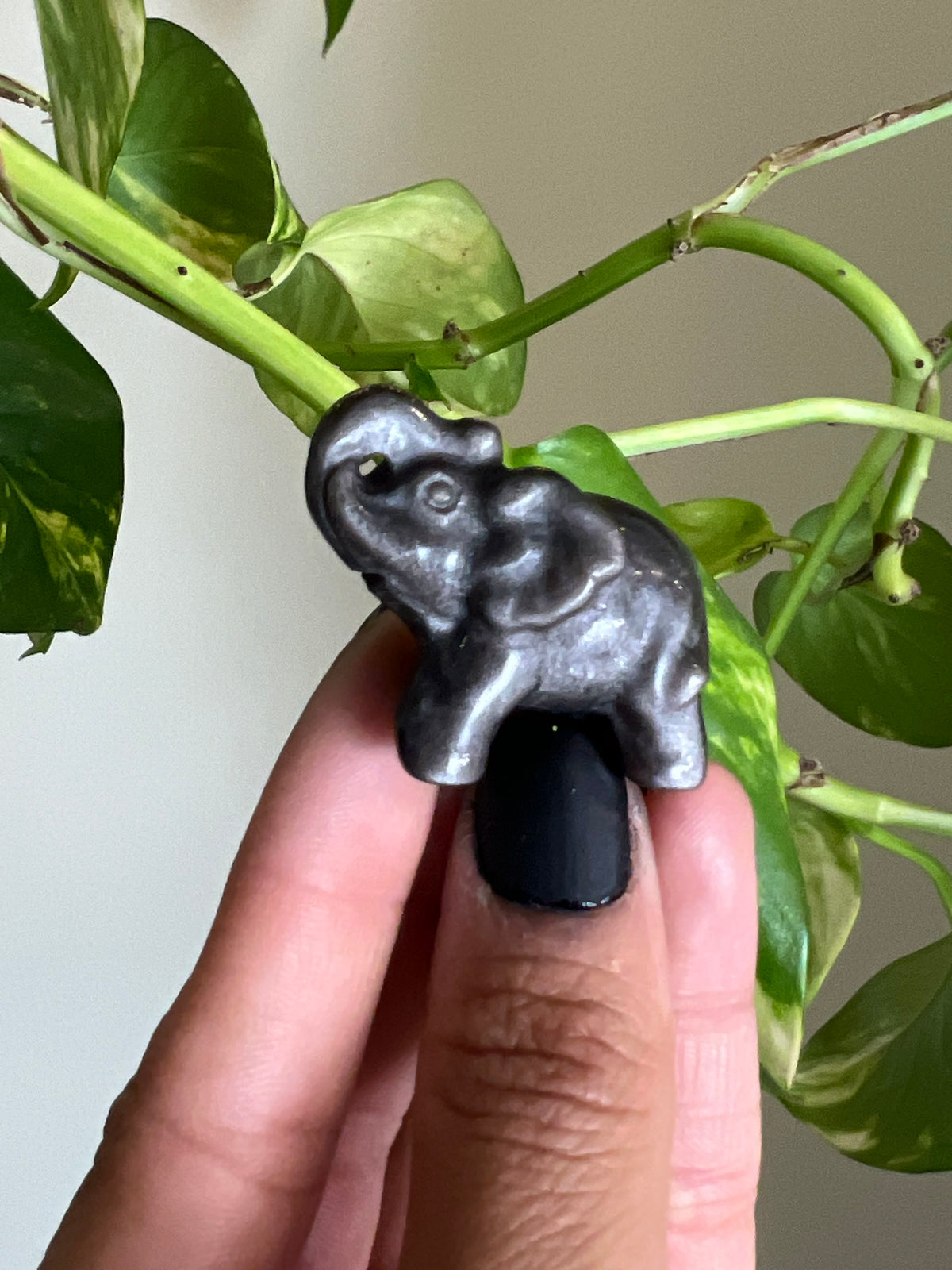 Silver Sheen Obsidian Elephant
