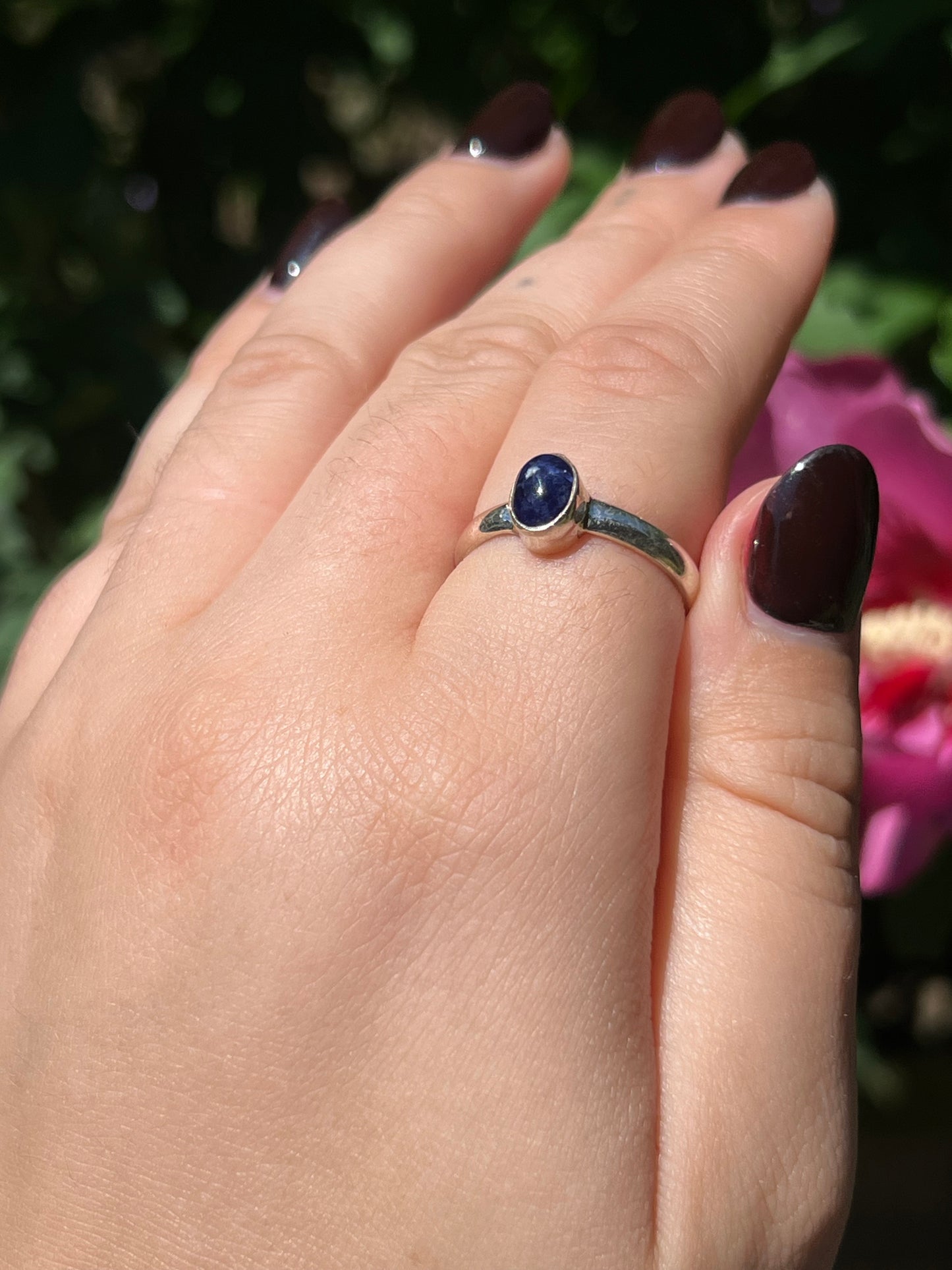 Sodalite Dainty Sterling Silver Ring | Size 8.5