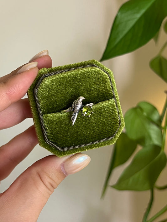 Peridot Raven 925 Sterling Silver Adjustable Ring