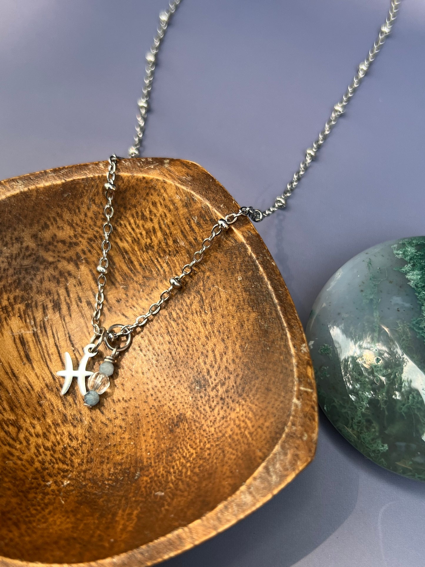 Pisces - Zodiac Sign Gemstone Silver Necklace