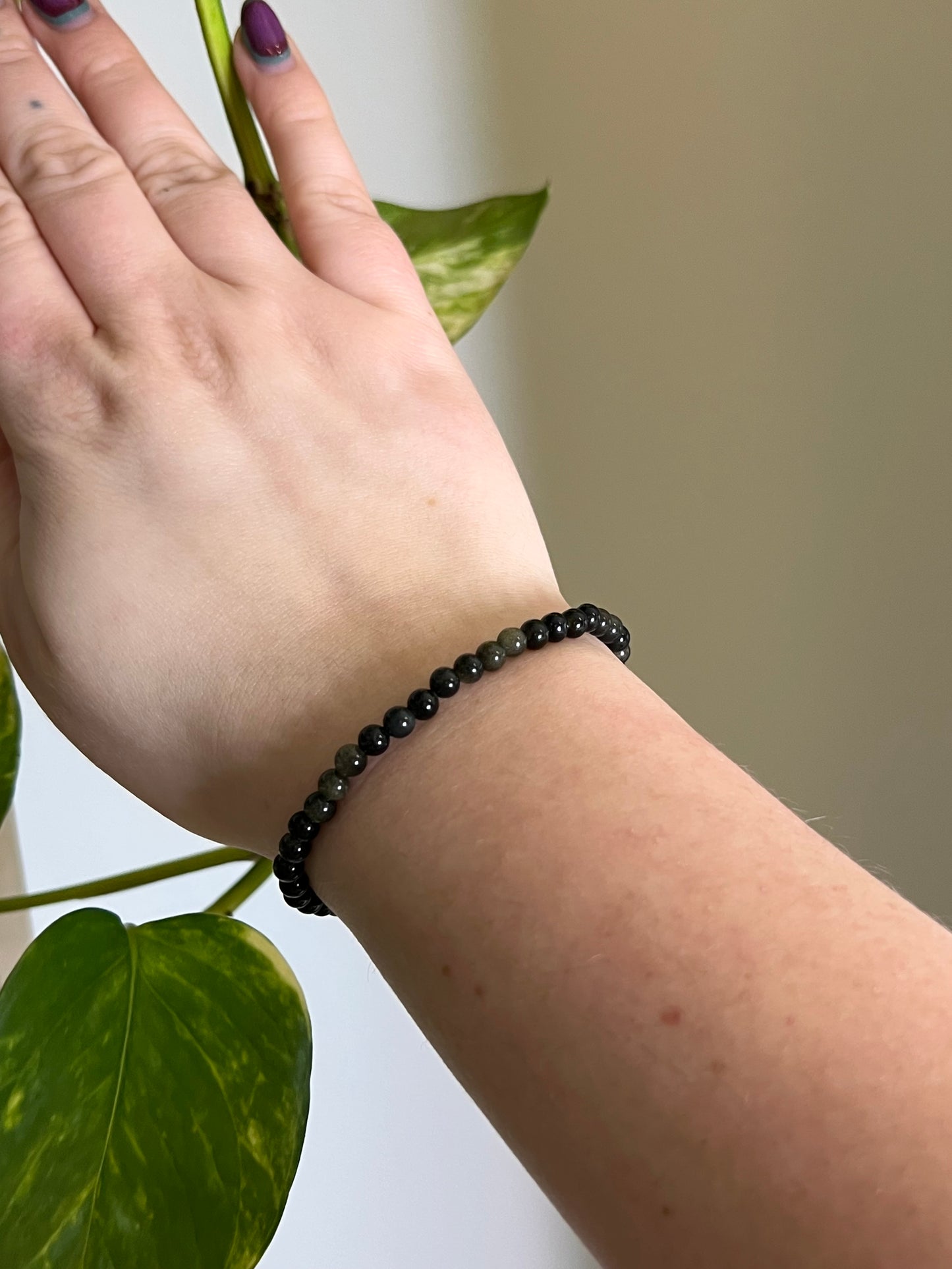 4mm Gold Sheen Obsidian Bracelet