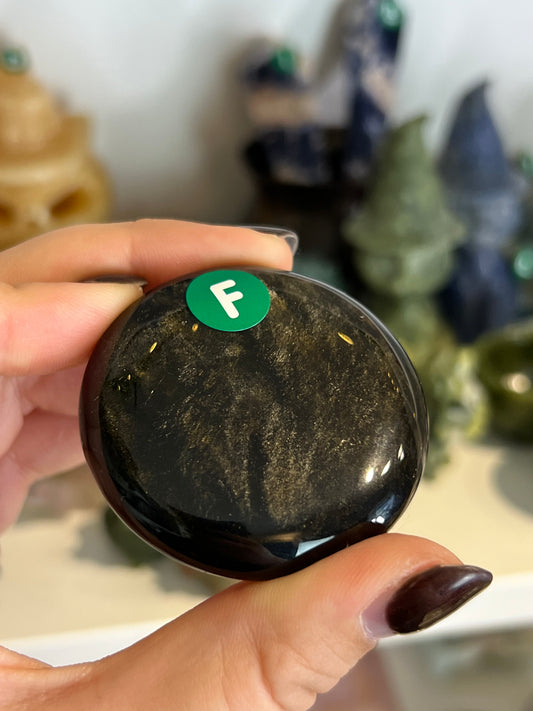 Gold Sheen Obsidian Flat Stone - F