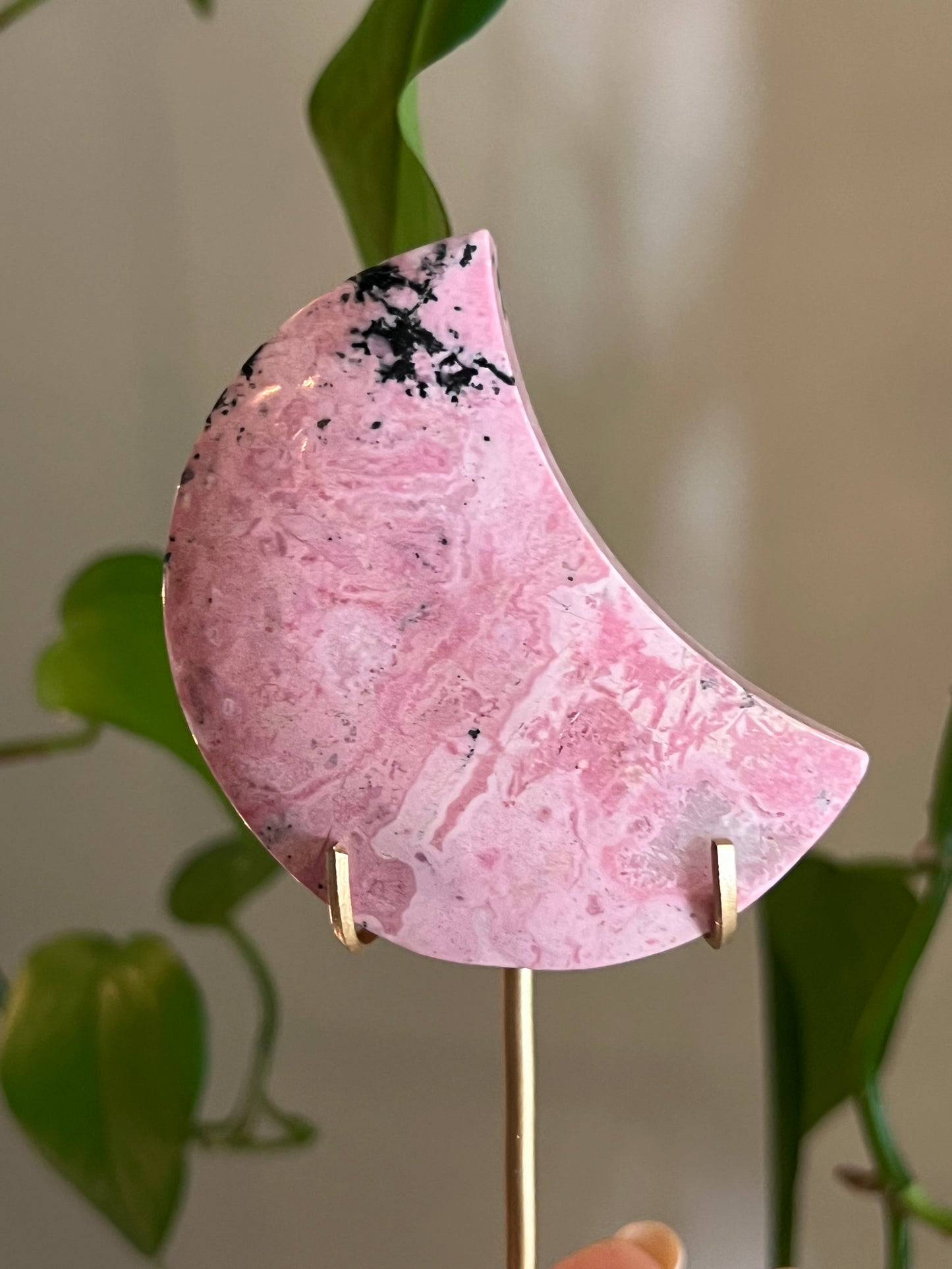 Peruvian Rhodonite Moon Stand - K