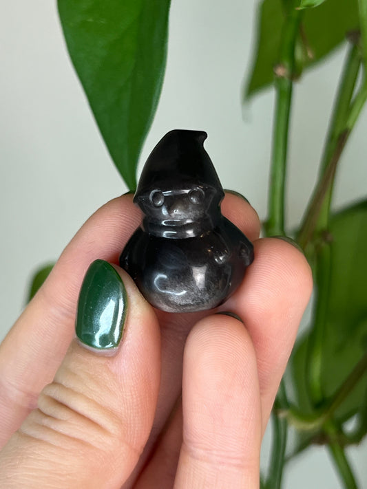 Silver Sheen Obsidian Snowman