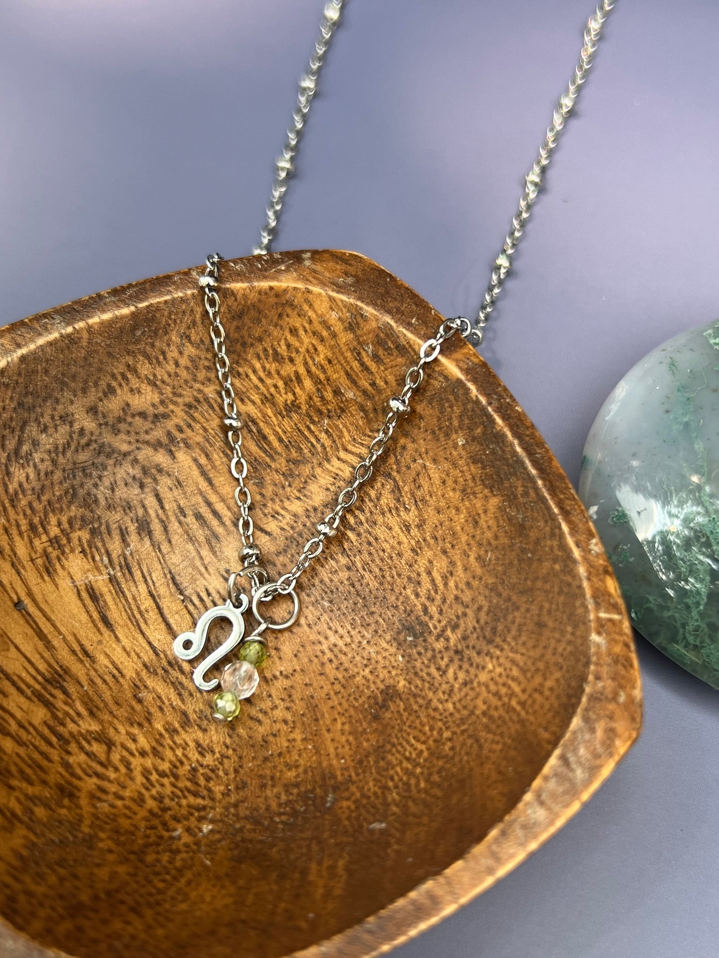 Leo - Zodiac Sign Gemstone Silver Necklace