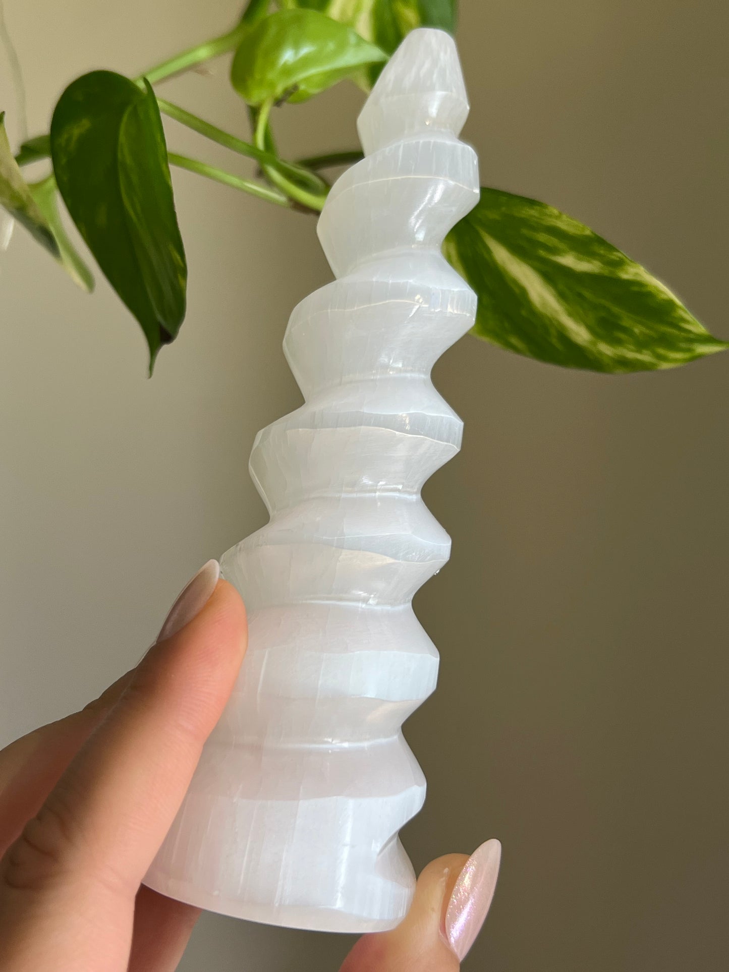 Selenite Satin Spar Spiral - Medium