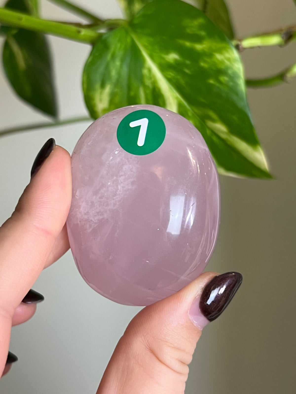Rose Quartz Palm Stone - 7