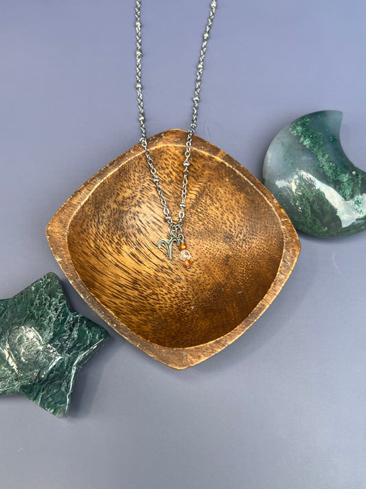 Aries - Zodiac Sign Gemstone Silver Necklace