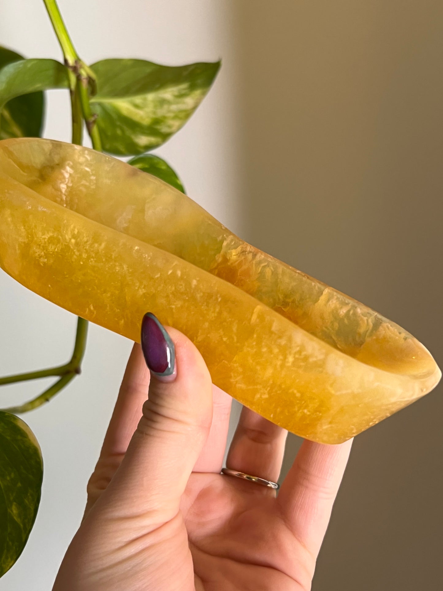 Vibrant Yellow Fluorite Wavy Bowl
