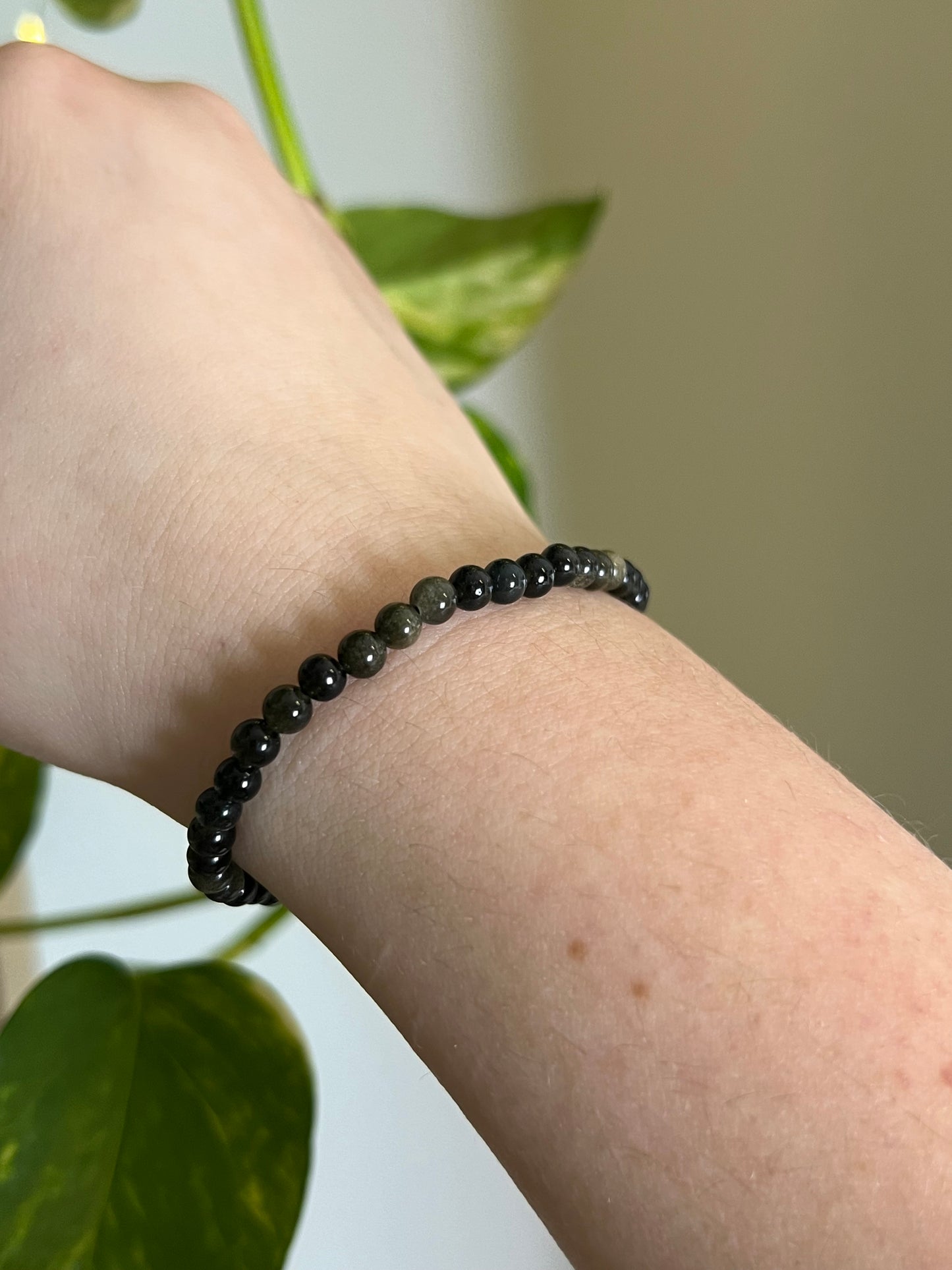 4mm Gold Sheen Obsidian Bracelet