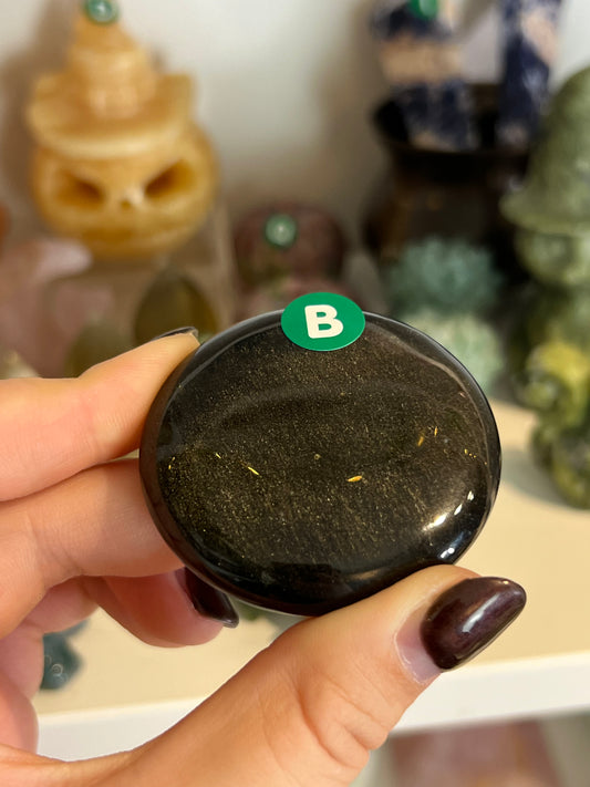 Gold Sheen Obsidian Flat Stone - B