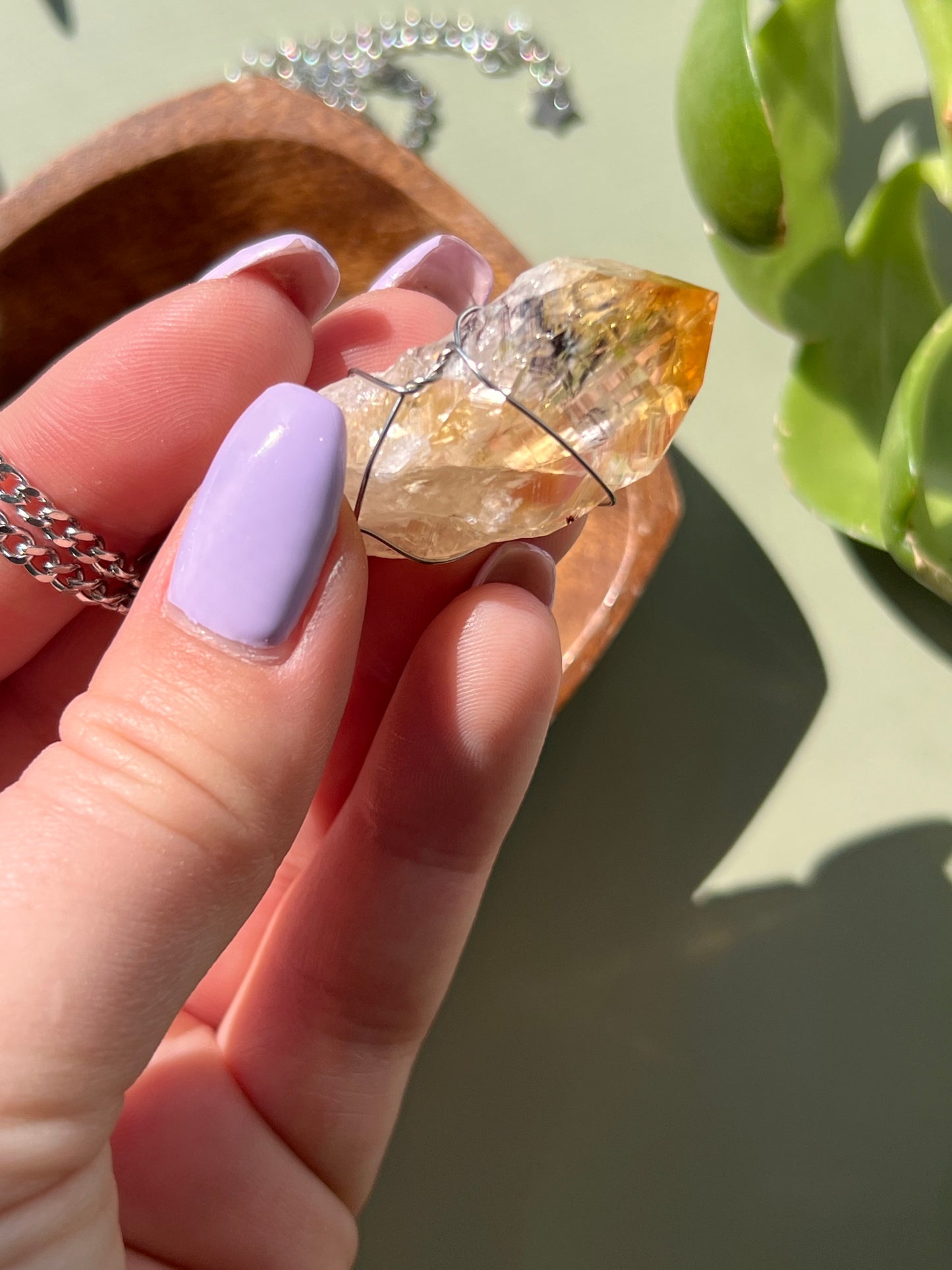 Citrine + Black Rutile Point Silver Necklace