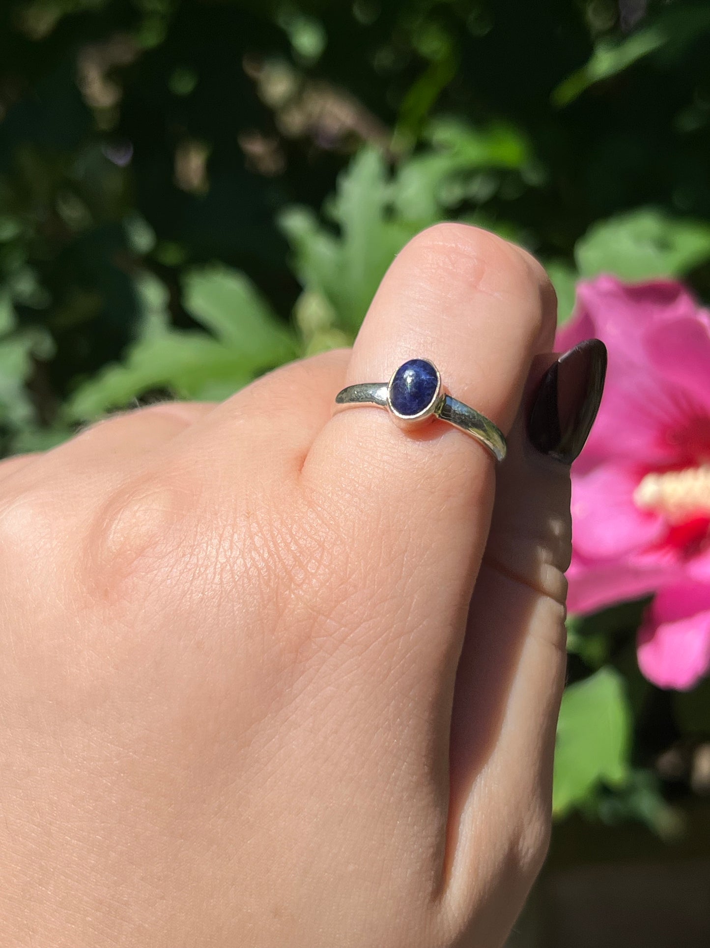 Sodalite Dainty Sterling Silver Ring | Size 8.5