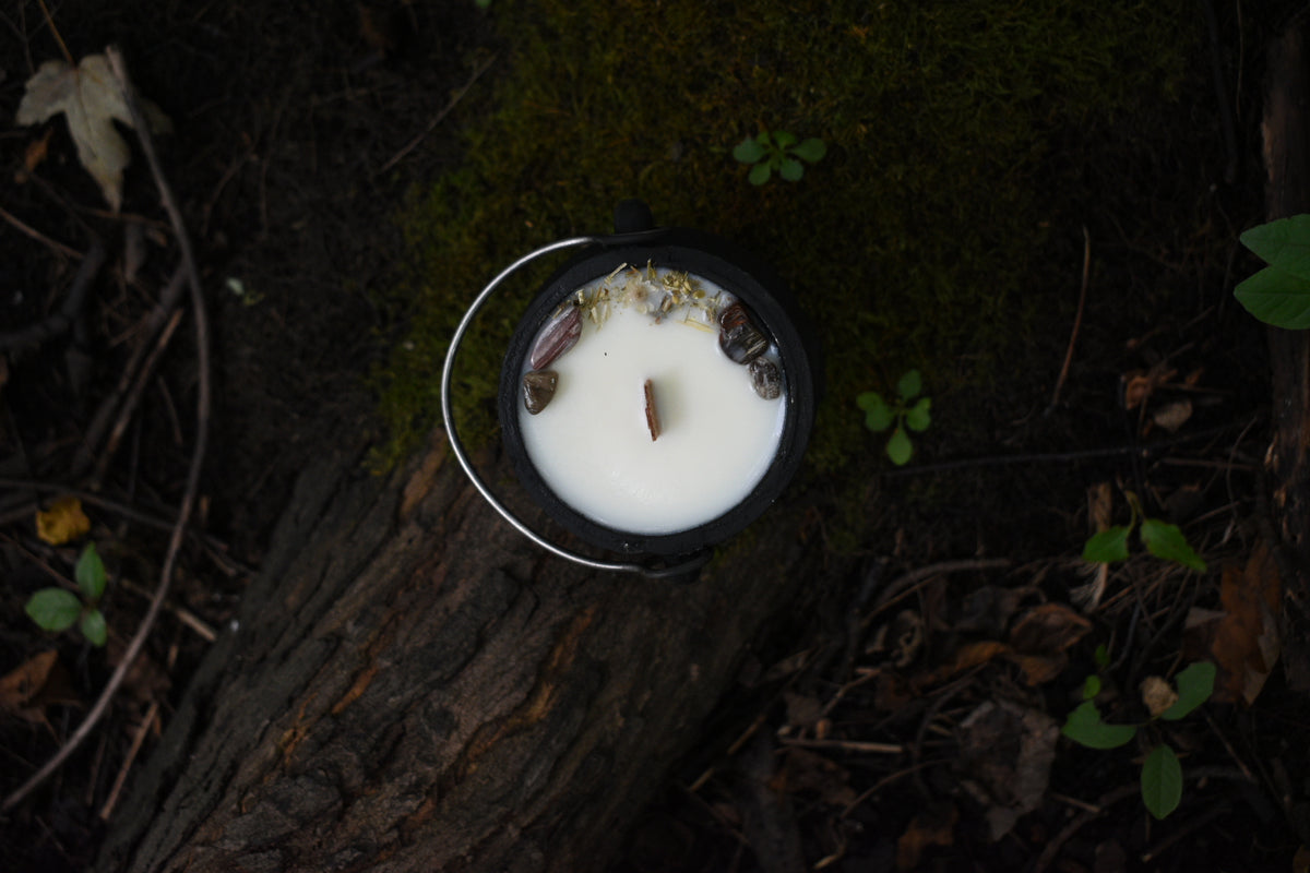 Autumnal Equinox Cauldron Candle | Green Tea + Warm Cedar 🍂