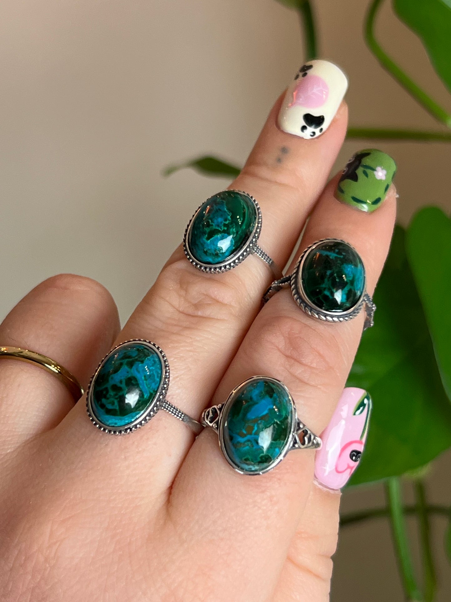 Chrysocolla Sterling Silver Adjustable Ring