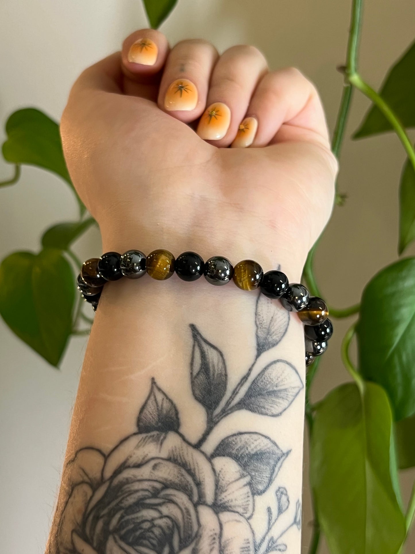 Hematite, Tigers Eye and Onyx Bracelet