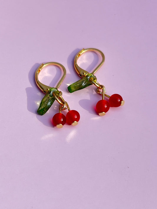 Carnelian Cherry Earrings 🍒