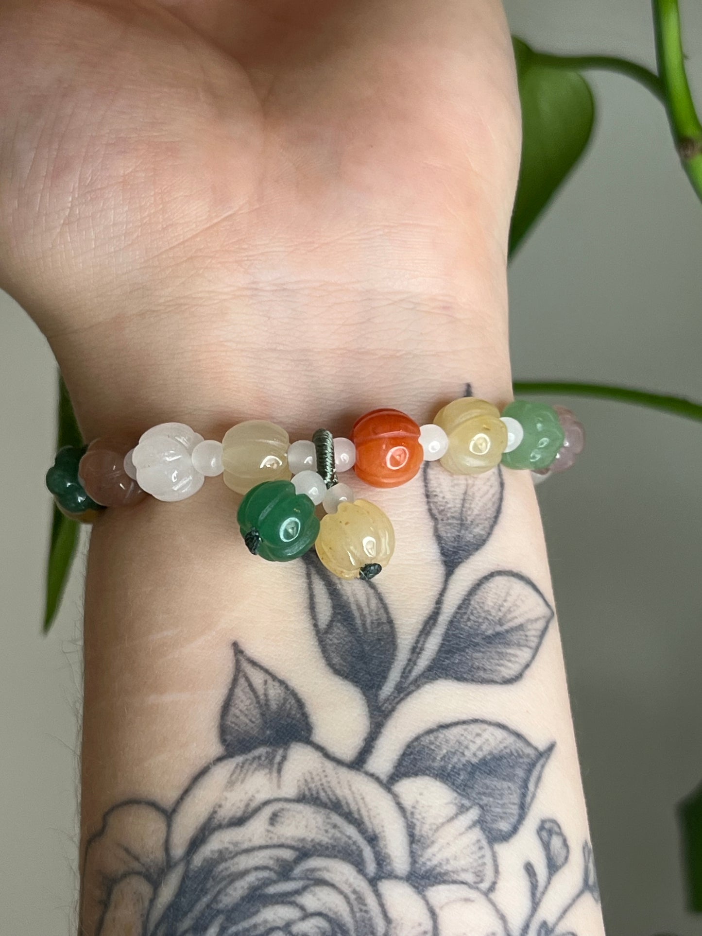 Aventurine and Jade Pumpkin Bracelet