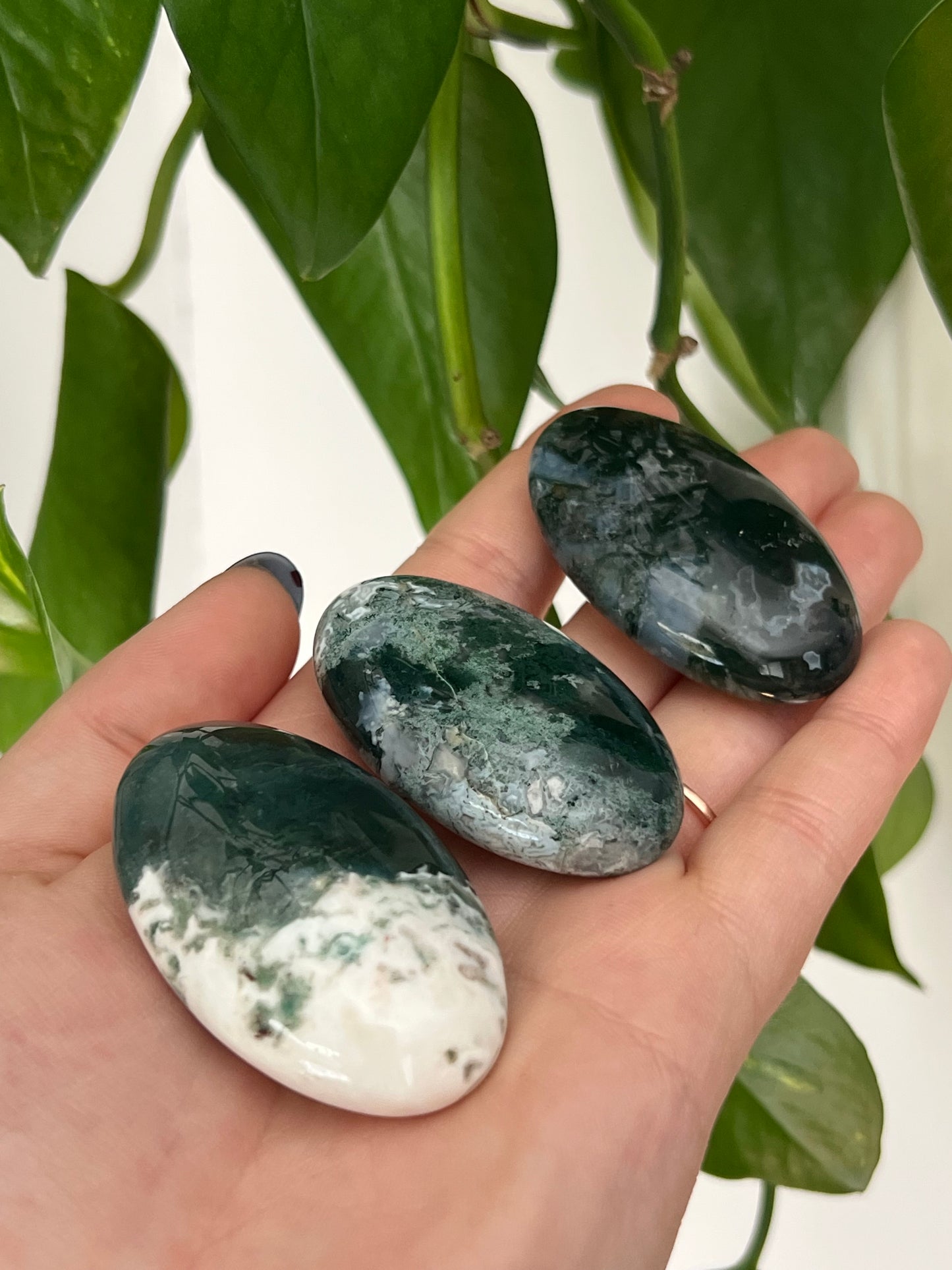 Moss Agate Palm Stone