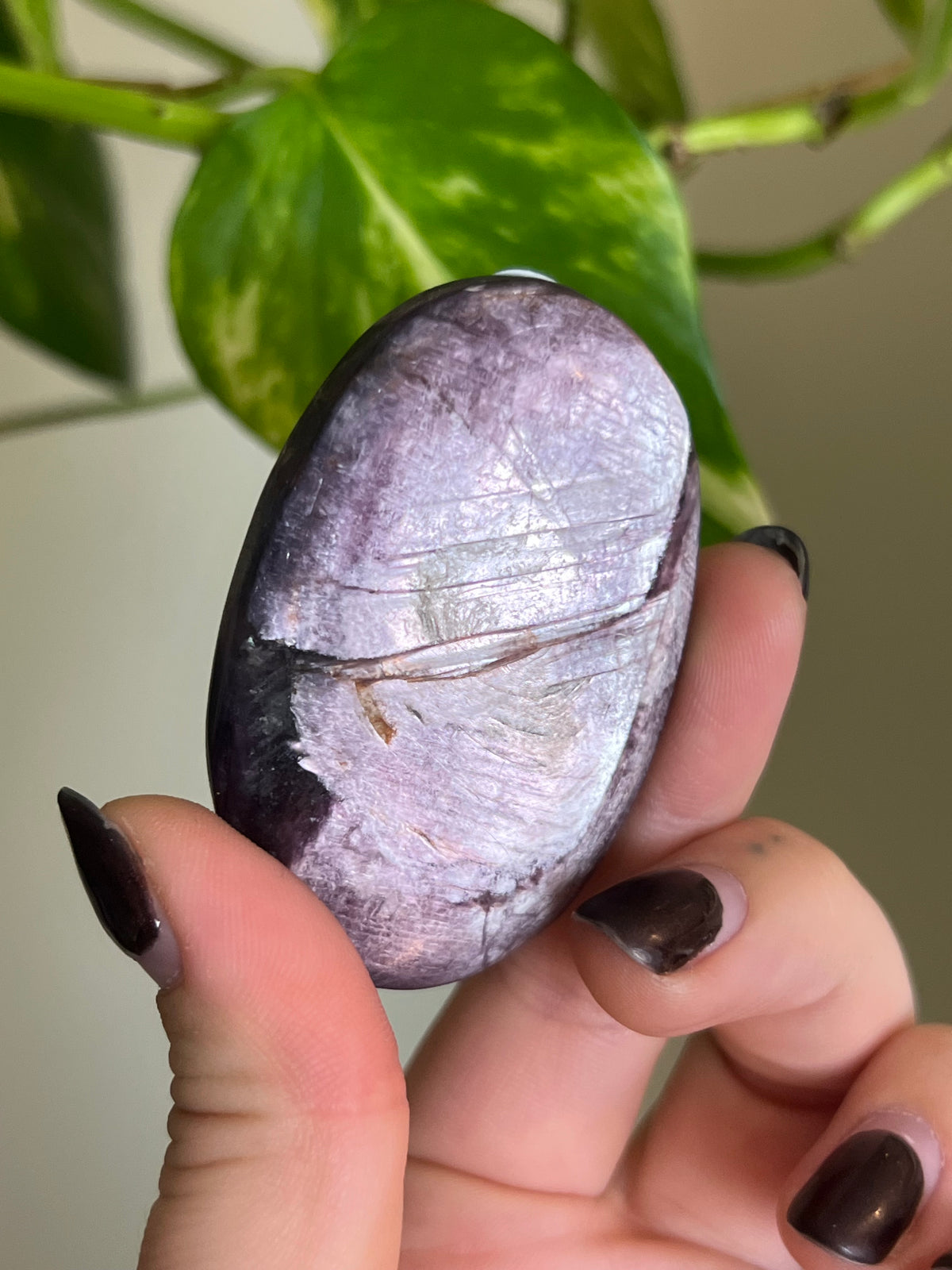 Flashy High Quality Lepidolite Large Palm Stone - M