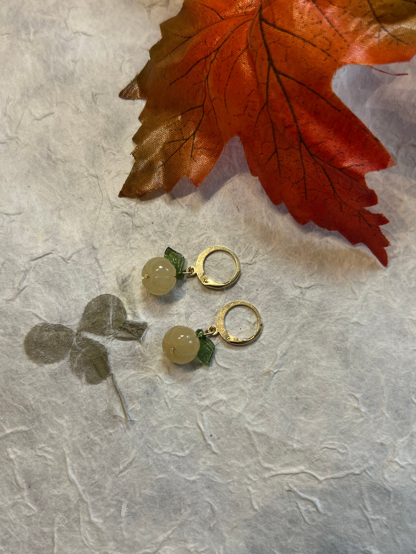 Yellow Aventurine Pumpkin Earrings