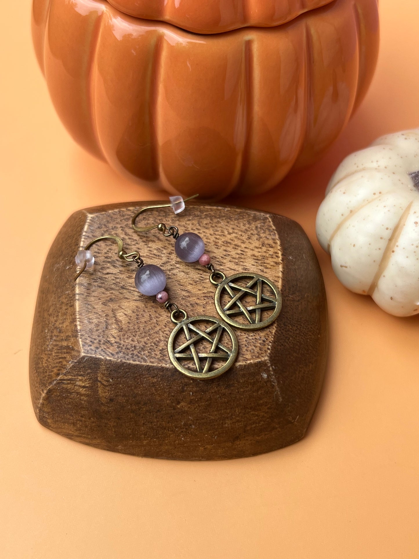 Lavender Pentacle of Life Earrings