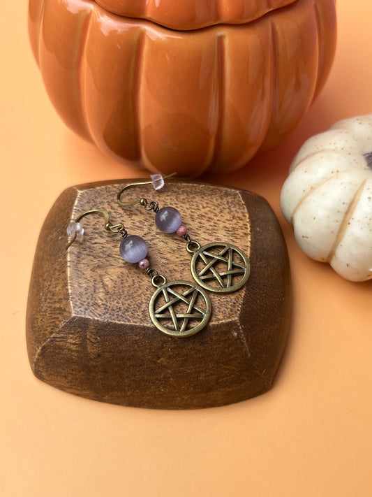 Lavender Pentacle of Life Earrings