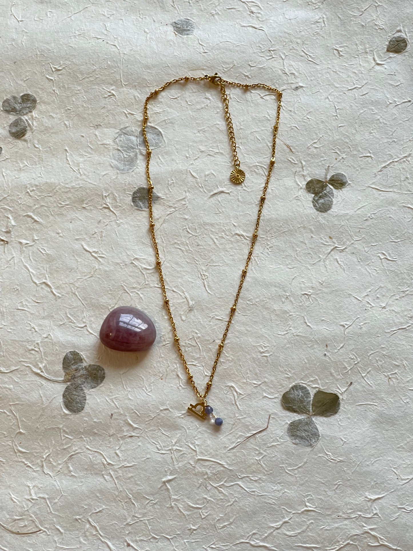 Libra - Zodiac Sign Gemstone Gold Necklace