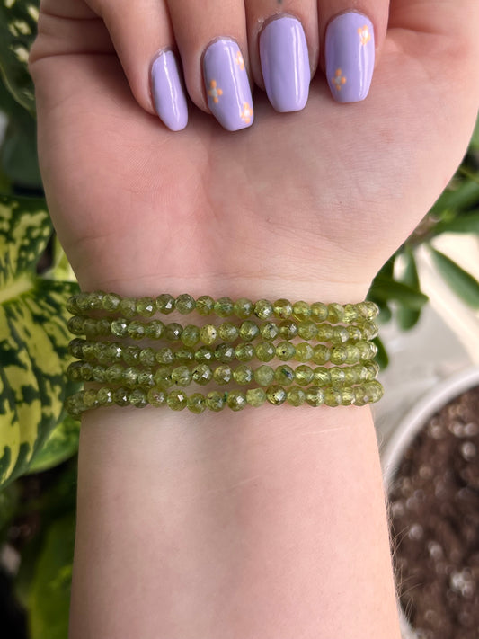 4mm Peridot Faceted Bracelet